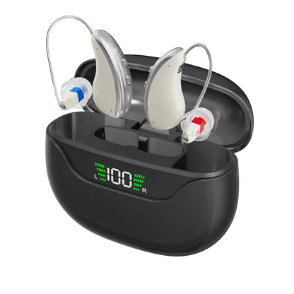 NOVAHEAR GM-323 Behind the Ear Hearing Aids For Seniors Rechargeable With Hearing Aids Accessories | GM-323 Comfortable Rechargeable BTE Design With 12H Battery Life and Fast 1H Charging